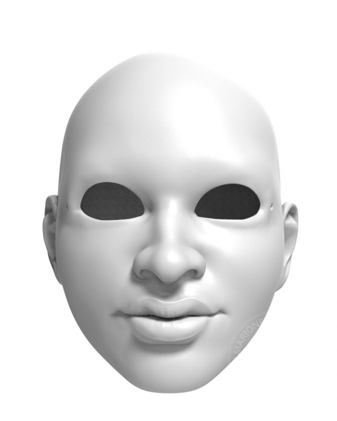 3D Modèle de tête de Fille afro-américaine pour l'impression 3D 115 mm