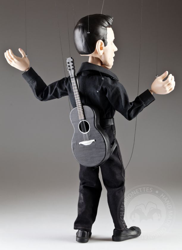 Portrait marionette Johnny Cash - 80cm (30inch), movable mouth
