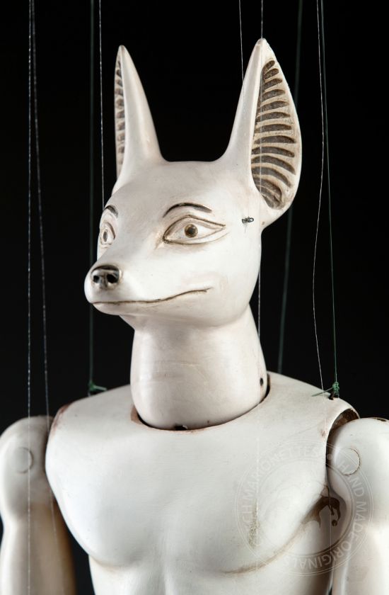 Anubis hand-carved wooden marionette