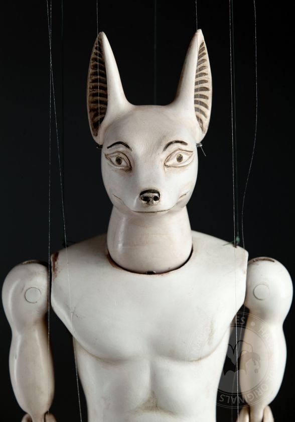 Anubis hand-carved wooden marionette