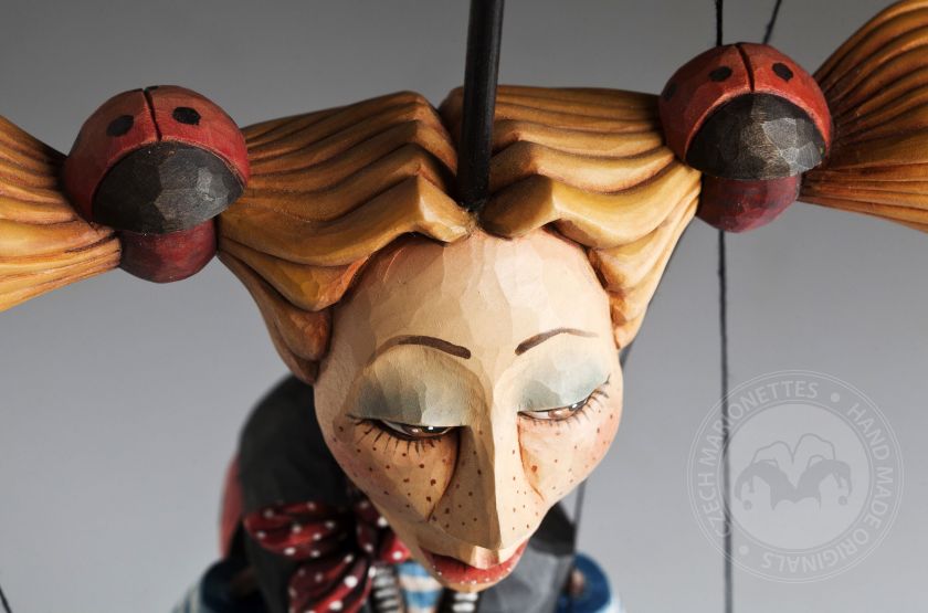 Marienkäfer handgeschnitzte Marionette aus Holz, Zoo Sapiens