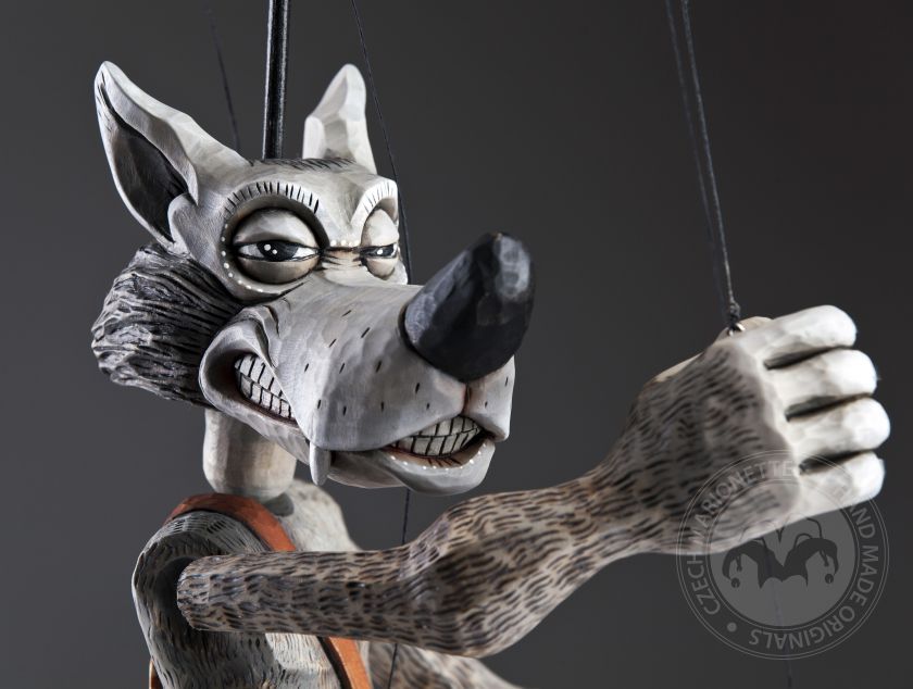 Dude Wolf - Superbe marionnette en bois appartenant à la collection Zoo Sapiens