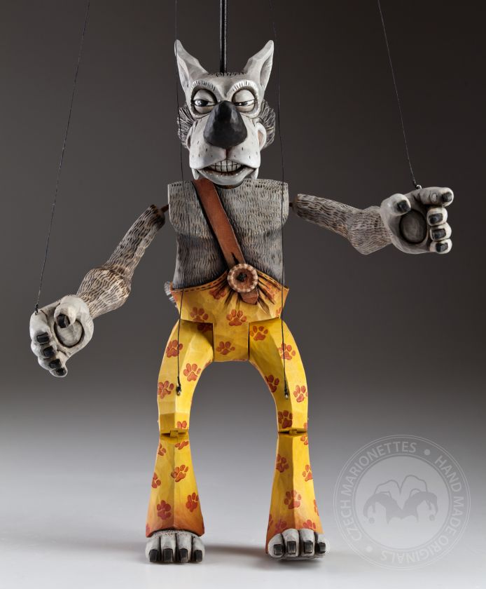 Dude Wolf – awesome wooden marionette puppet belonging to Zoo Sapiens collection