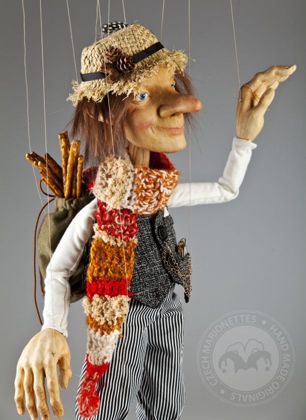 Zwei exklusive handgeschnitzte Marionetten - charmante Zwerge