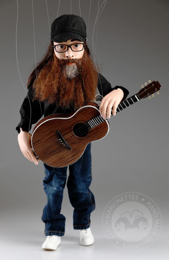 Musiker Marionette nach Maß mit Gitarre - 60cm groß Basic