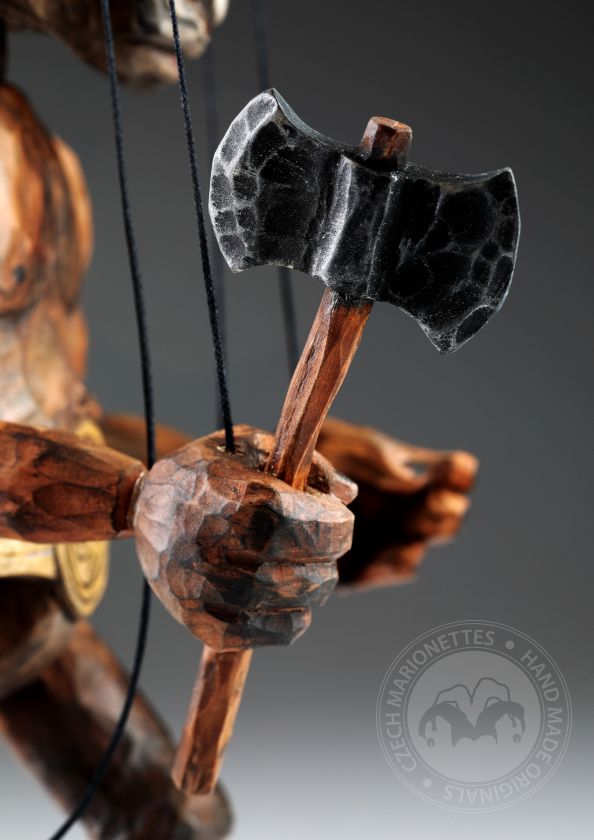 Warrior Bull - hand carved stylized marionette puppet