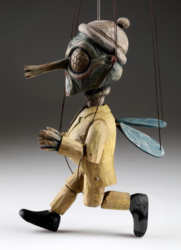 Carved fly marionette puppet by Jakub