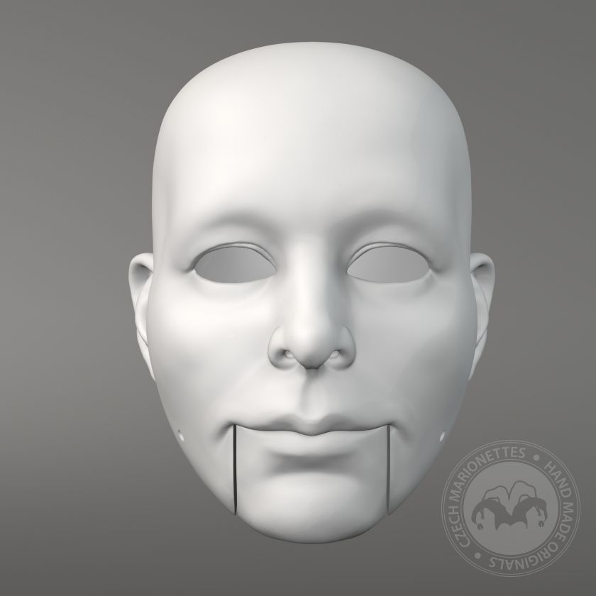 René Daumal, 3D-Modell eines Männerkopfes (für 60cm Marionette, bewegliche Augen und Mund)