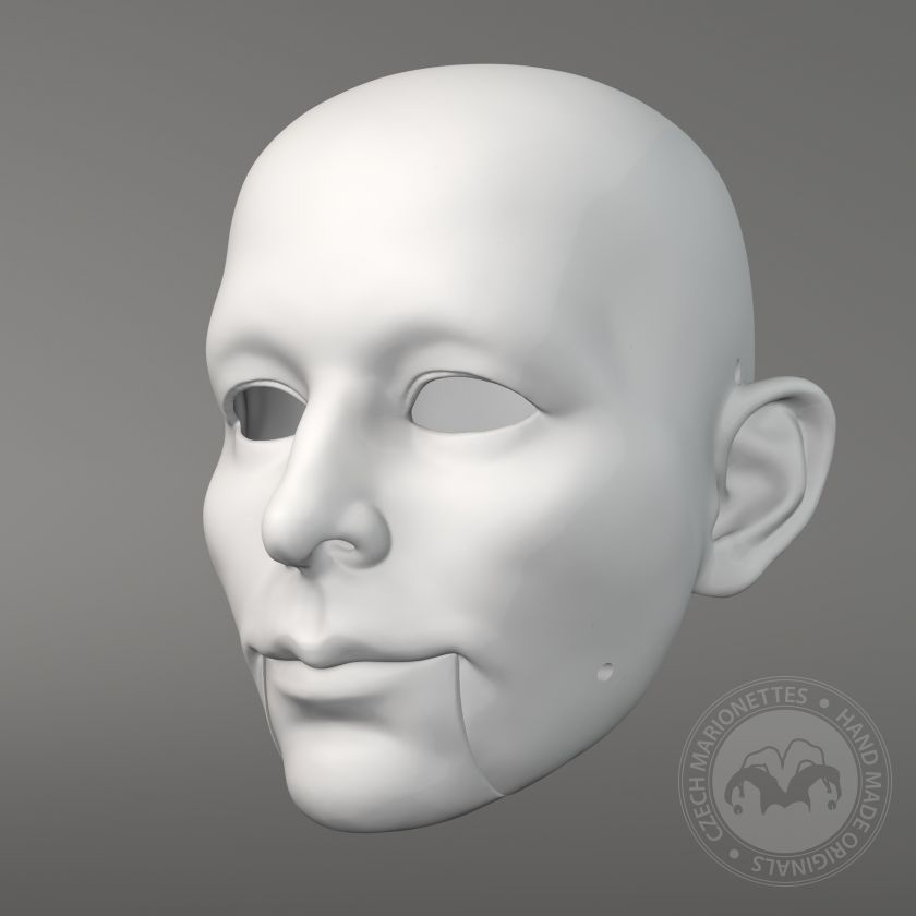 René Daumal, Modèle 3D d'une tête d'homme (pour marionnette 60cm, yeux et bouche mobiles)