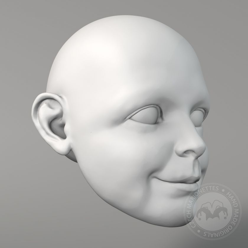 Petite fille, modèle 3D d'une tête de marionnette, pour marionnette 60 cm, fichier stl
