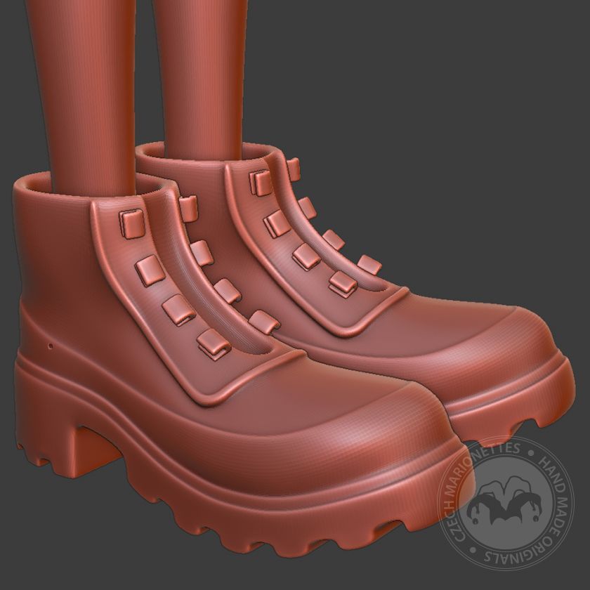 Stivali dell'esercito, modello 3D di scarpe per marionette da 100 cm