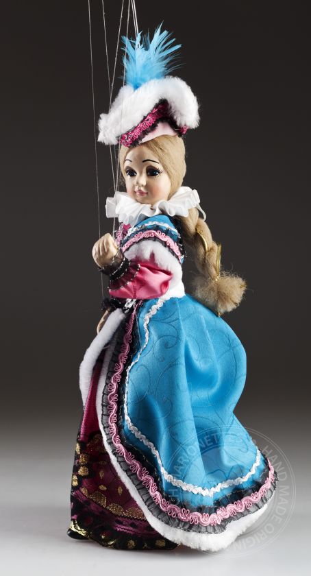 Comtesse Clara - une marionnette d'une tendre blonde avec un chapeau approprié