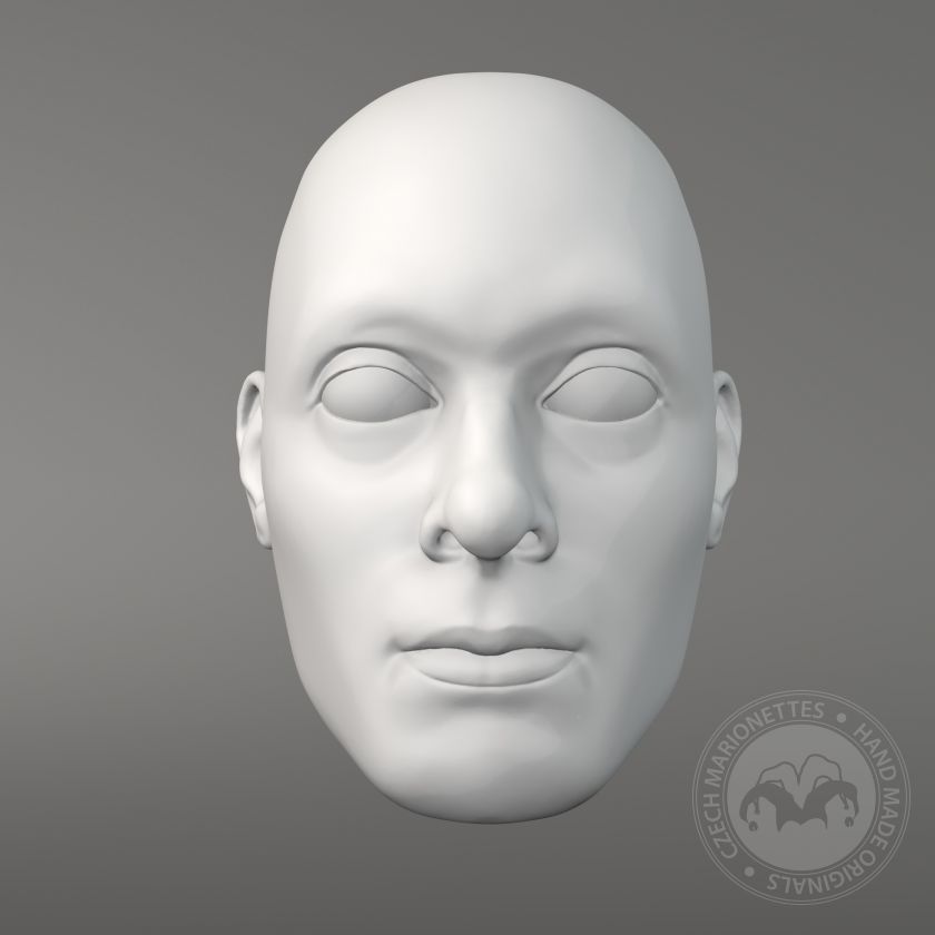 Calm middle-aged man, 3D model of head