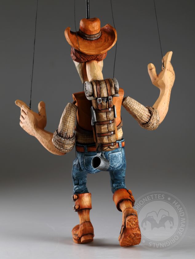 Cowboy - Superbe marionnette en bois sculptée à la main par Jakub Fiala