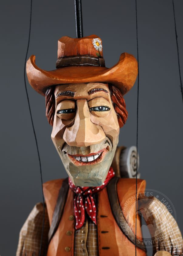Cowboy - Wooden hand-carved Awesome marionette by Jakub Fiala