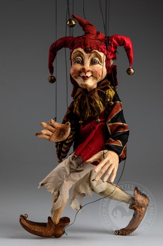 Lester The Jester - Marionnette en bois sculptée à la main