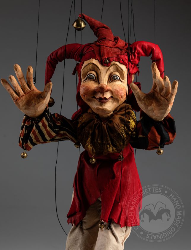 Lester The Jester - Marionnette en bois sculptée à la main