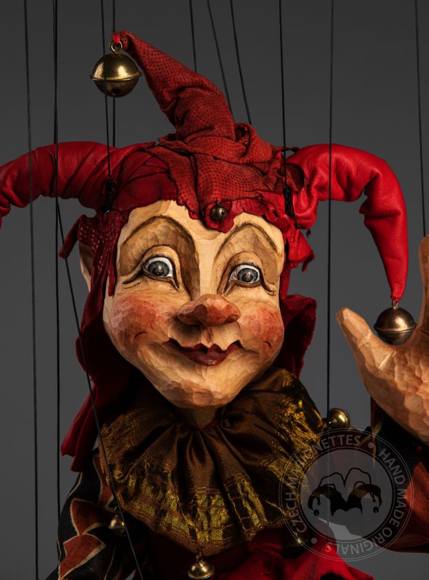 Lester The Jester - Wooden hand-carved marionette