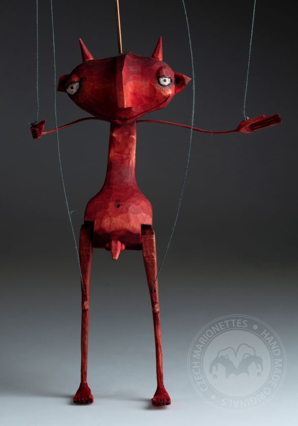 Shameless devil - wooden hand-carved marionette