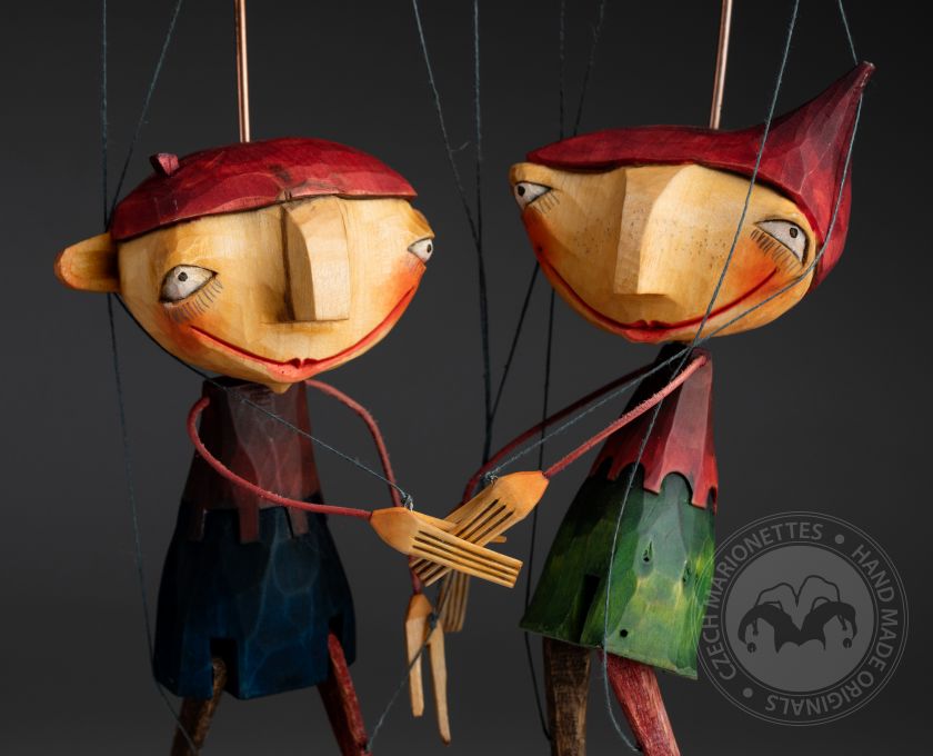 Sprite ludique - marionnette en bois sculptée à la main