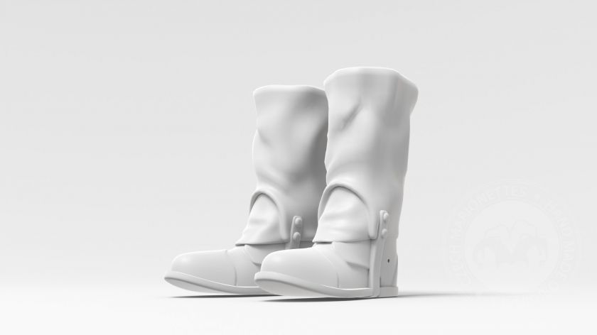 Hoge leren laarzen, 3D printbaar model voor marionet