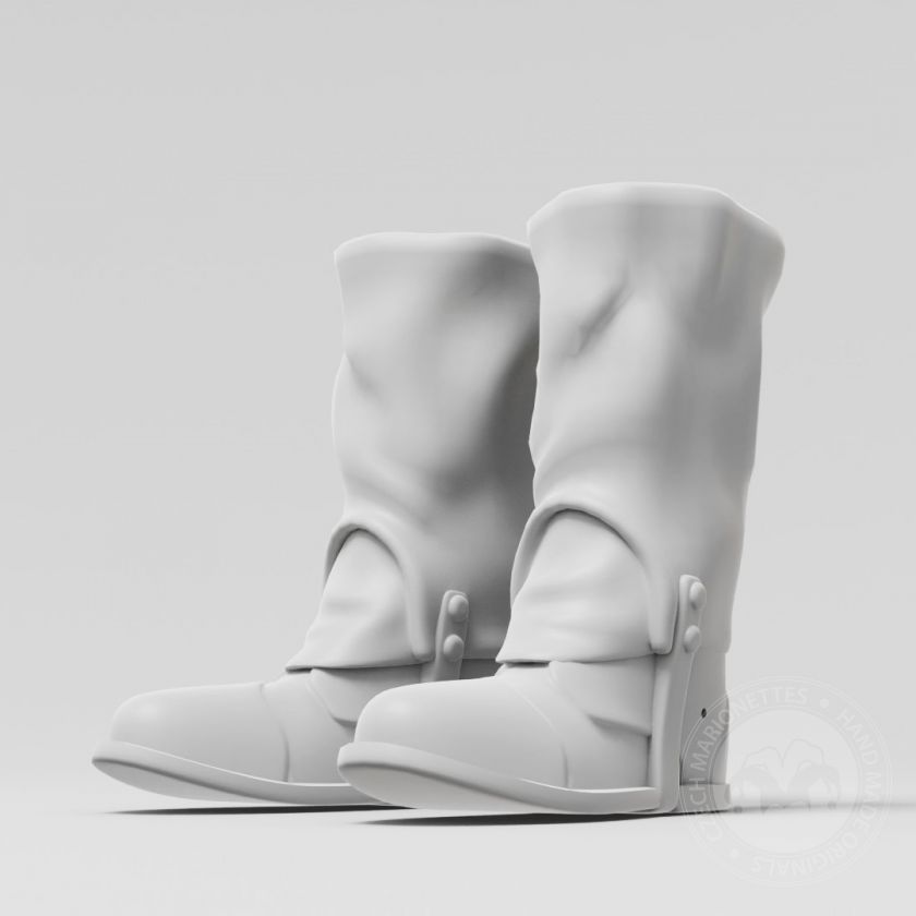 High leather boots, 3D printable model for puppet