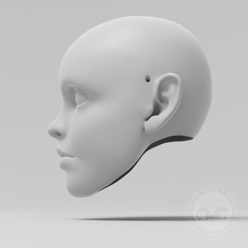 Little Girl, 3D hoofdmodel voor 60cm pop, stl voor 3D printen