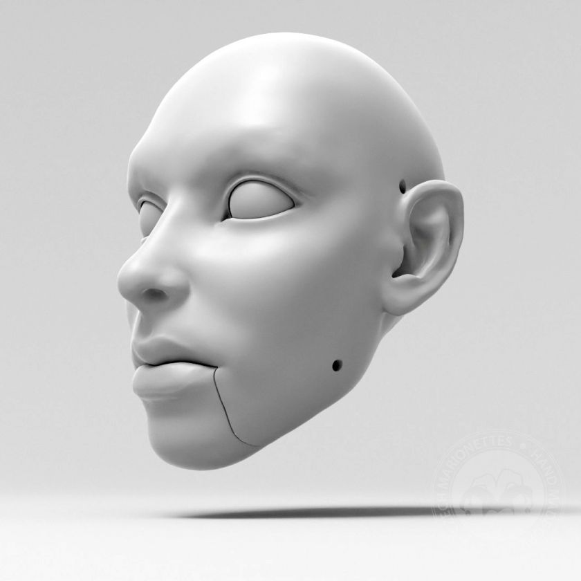 Denise Vanity Matthewsová, 3D model hlavy, pohyblivé oči a otevírací ústa) pro 3D tisk