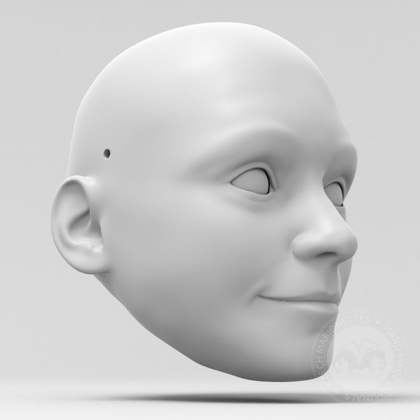 3D model of a little girl's head for 60cm puppet, stl for 3D printing