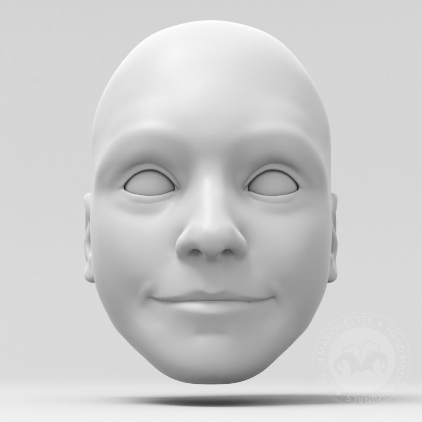 3D-Modell des Kopfes eines kleinen Mädchens für eine 60cm große Marionette, stl für 3D-Druck