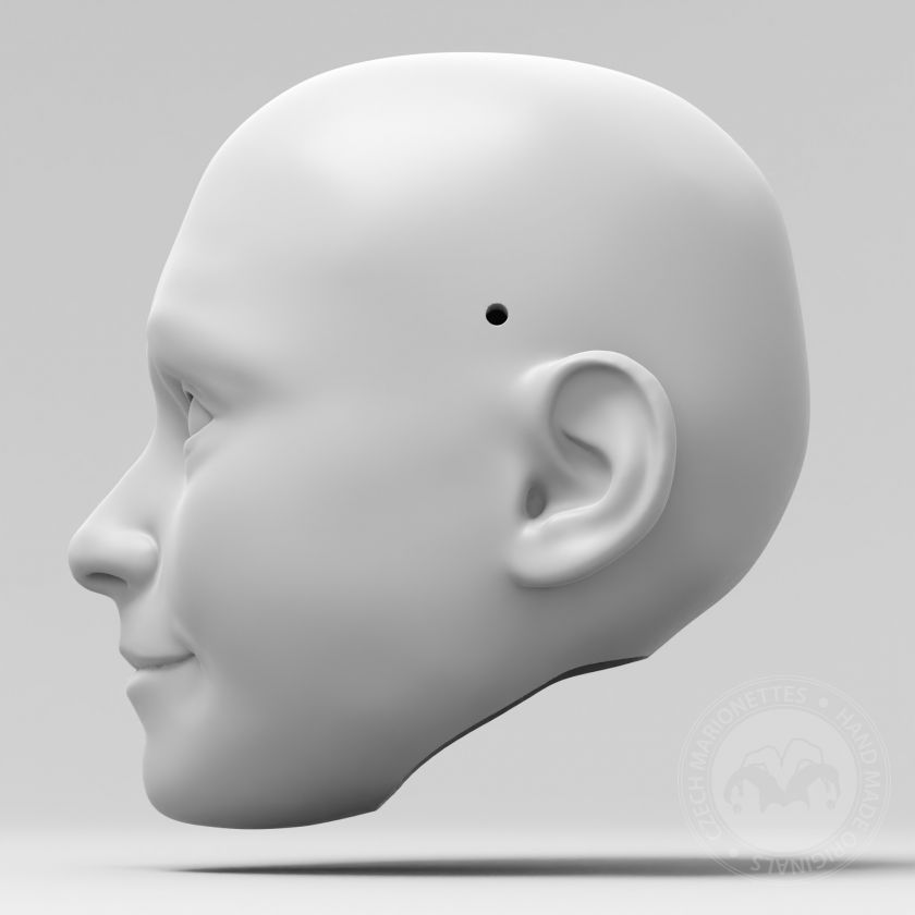 3D model of a little girl's head for 60cm puppet, stl for 3D printing