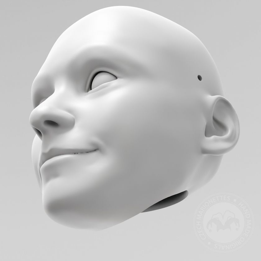 Modello 3D di testa di bambina per pupazzo da 60 cm, stl per stampa 3D
