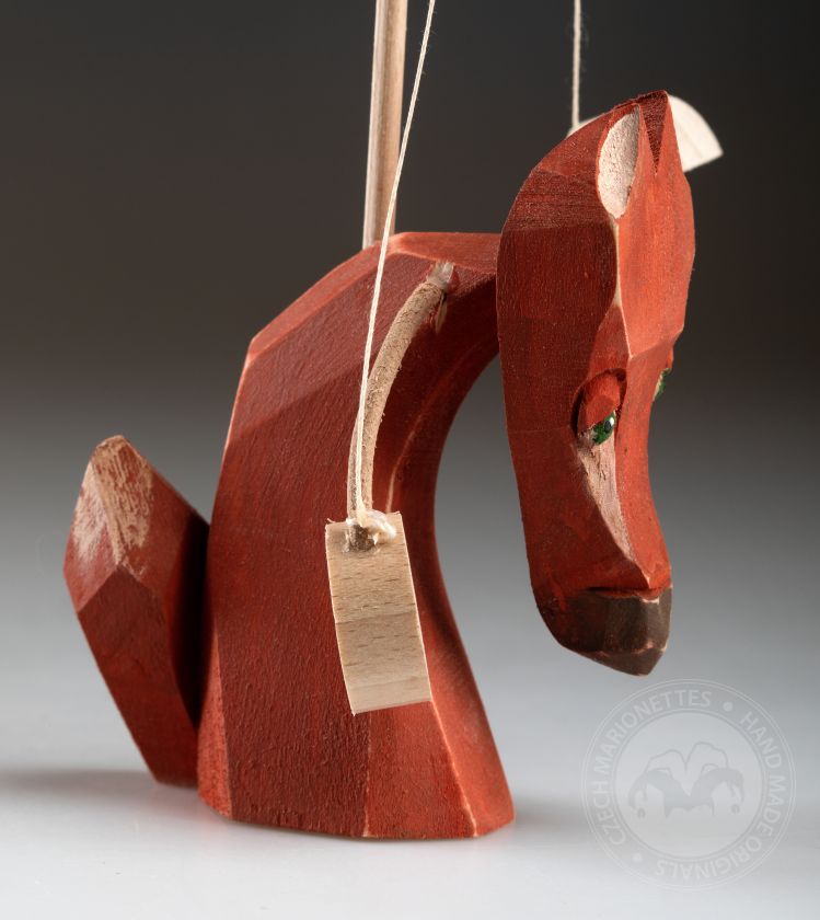 Liška - Dřevěná tyčová loutka
