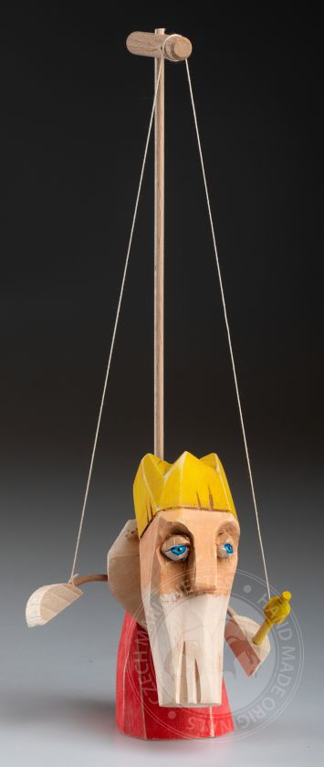 Roi - marionnette debout en bois sculptée à la main