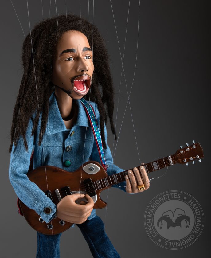 Bob Marley - profesionální loutka, pohyblivá čelist, 60 cm
