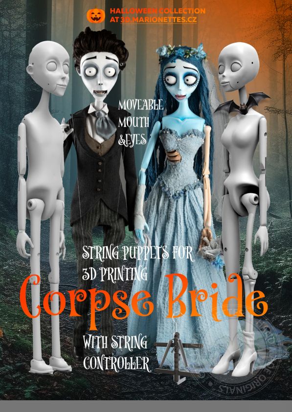 Puppets from the movie Corpse Bride , puppets for 3D printing