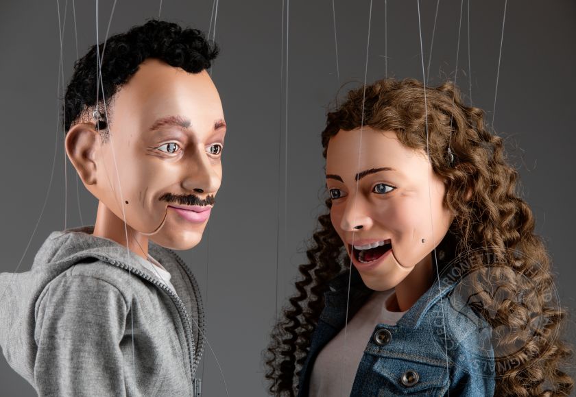 Un couple de marionnettes portrait sur mesure - 60 cm (24 pouces) de hauteur