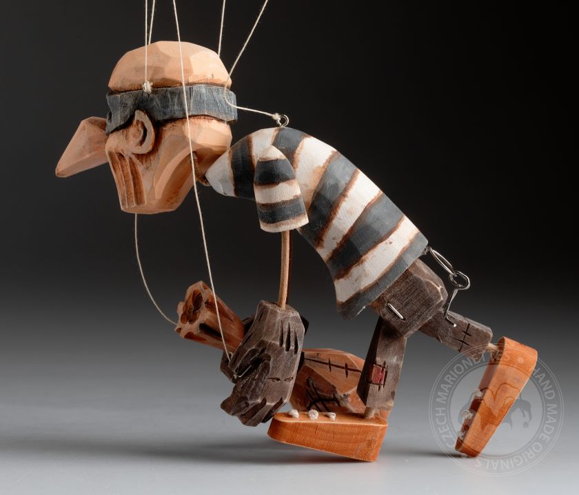 Voleur - Marionnette en bois à tige