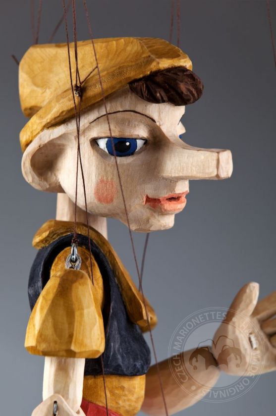 Pinocchio velký, loutka vyřezávaná z lipového dřeva