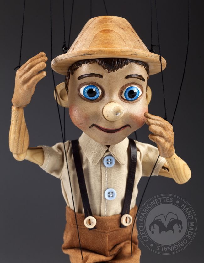 Amazing marionette Pinocchio in retro style