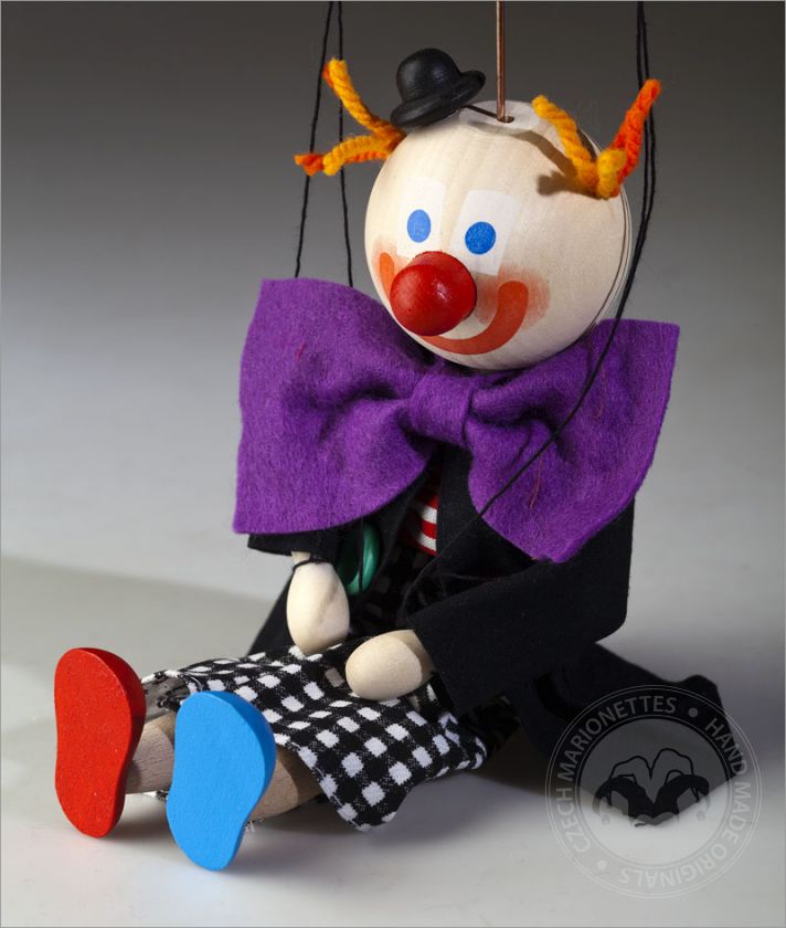 Clown petite marionnette en bois