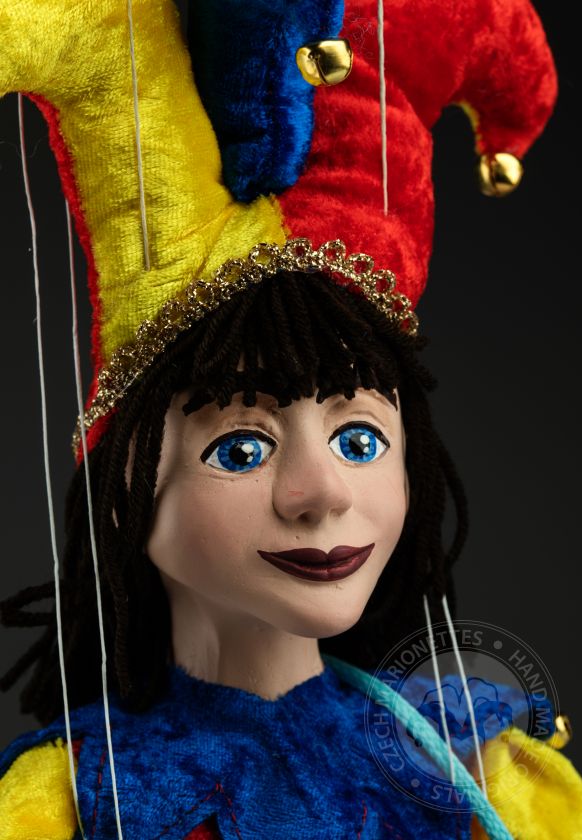 Jester With Lute - handmade Czech Marionette Puppet