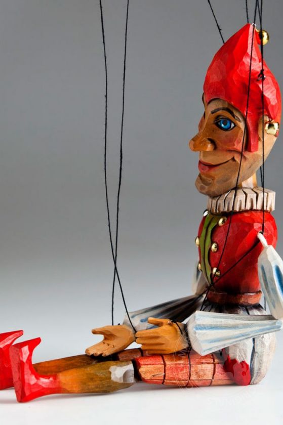 Jester Junior Marionette sculptée à la main dans un bois de tilleul