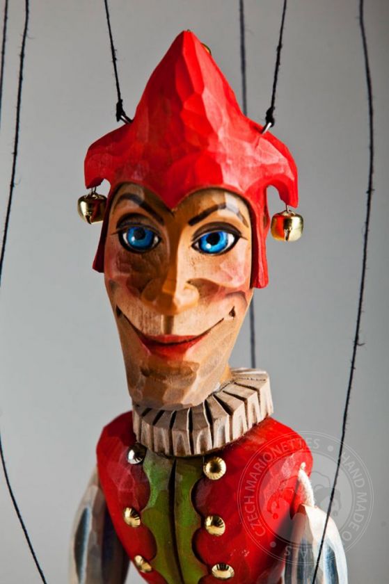 Kasperle "Jester" Junior Marionette handgeschnitzt aus Lindenholz