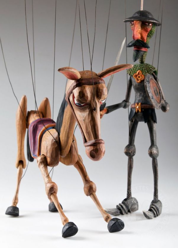 unique handmade Don Quixote and Sancho Panza PUPPET/MARIONETTE 16 in 