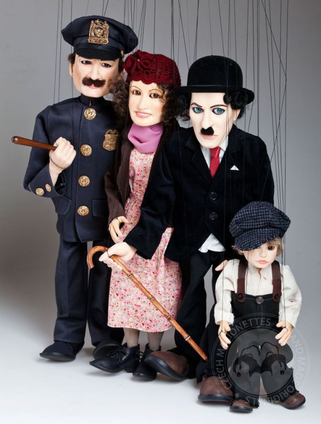 Marionnettes Charlie Chaplin - une collection de 3 personnages du film Kid