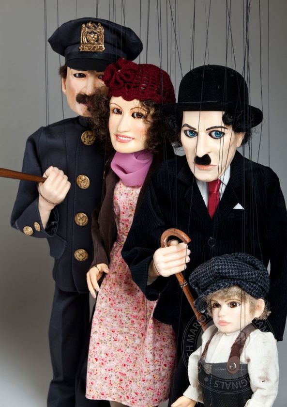 Charlie Chaplin marionettes - a collection of 3 characters from the movie Kid