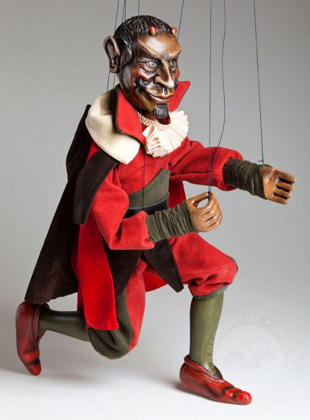 16 inches tall wooden marionette DEVIL handmade from CZECH REPUBLIC 