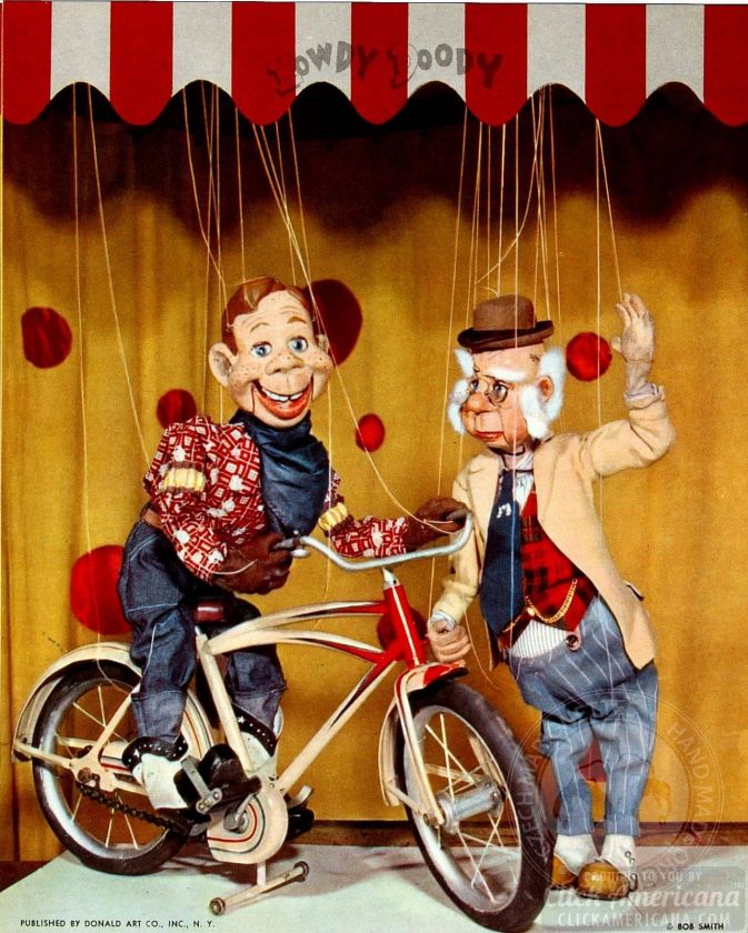 Howdy Doody, Inspector and Mister Bluster! Replicas of famous puppets from the mid-twentieth century