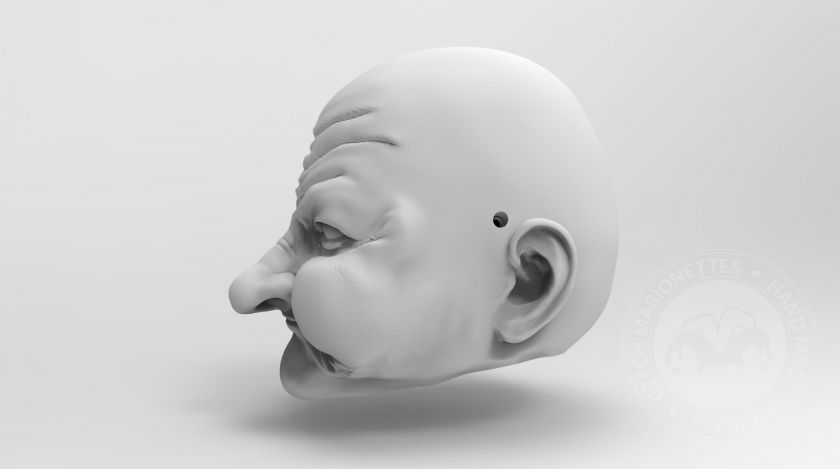 Very old man head model for 3D printing